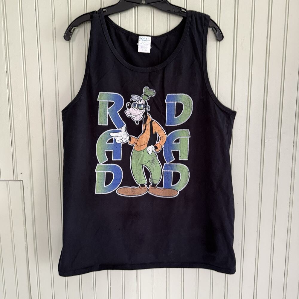 Goofy Rad Dad Tank Top Muscle Shirt Large Black Disney Mens